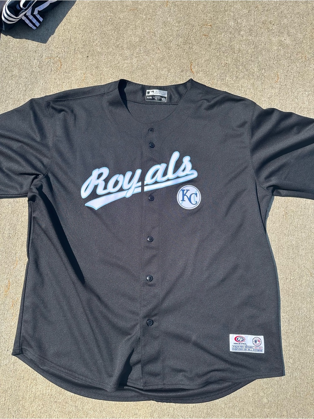 MLB Kansas City Royals Black and Light Blue Button-Up Jersey